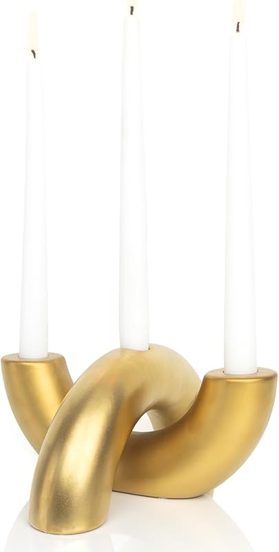 AERLO Ceramic Candle Holder Set Gold